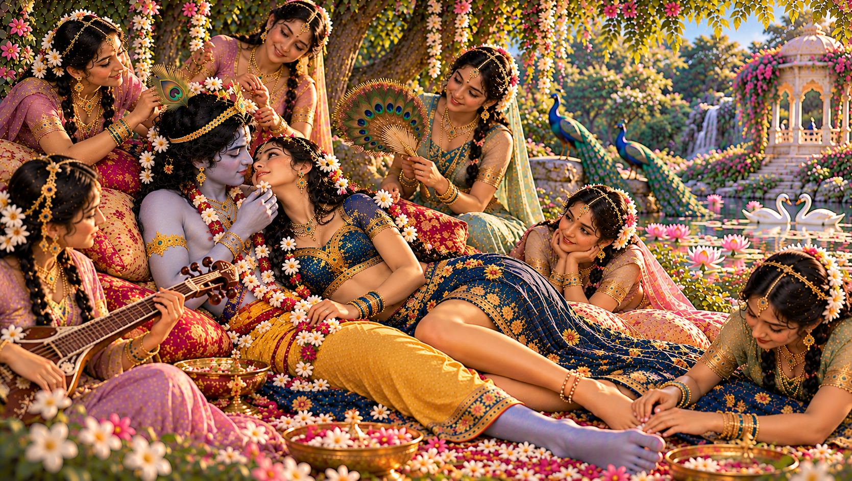 Radha Krishna Gopis Pastimes
